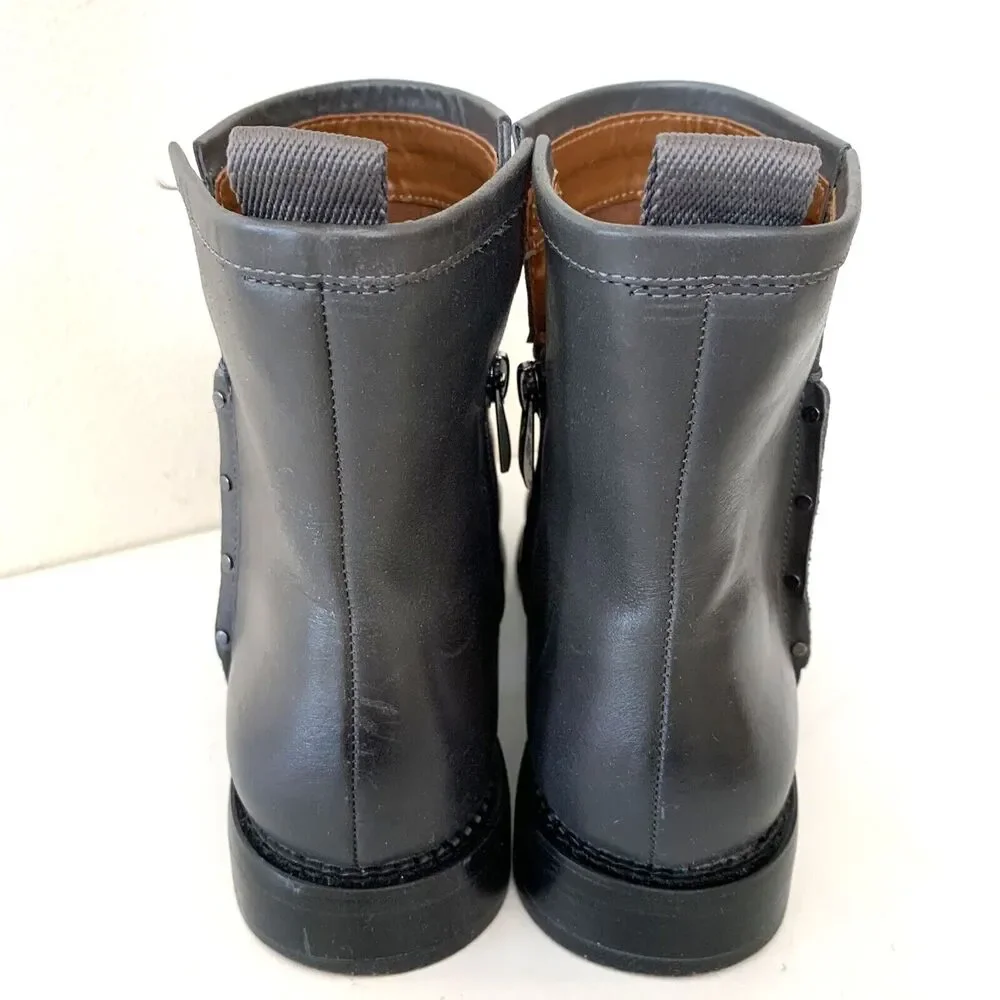 Franco Sarto Hixton Boots Size 8.5 Leather Neutral Minimalist Moto Biker Rock